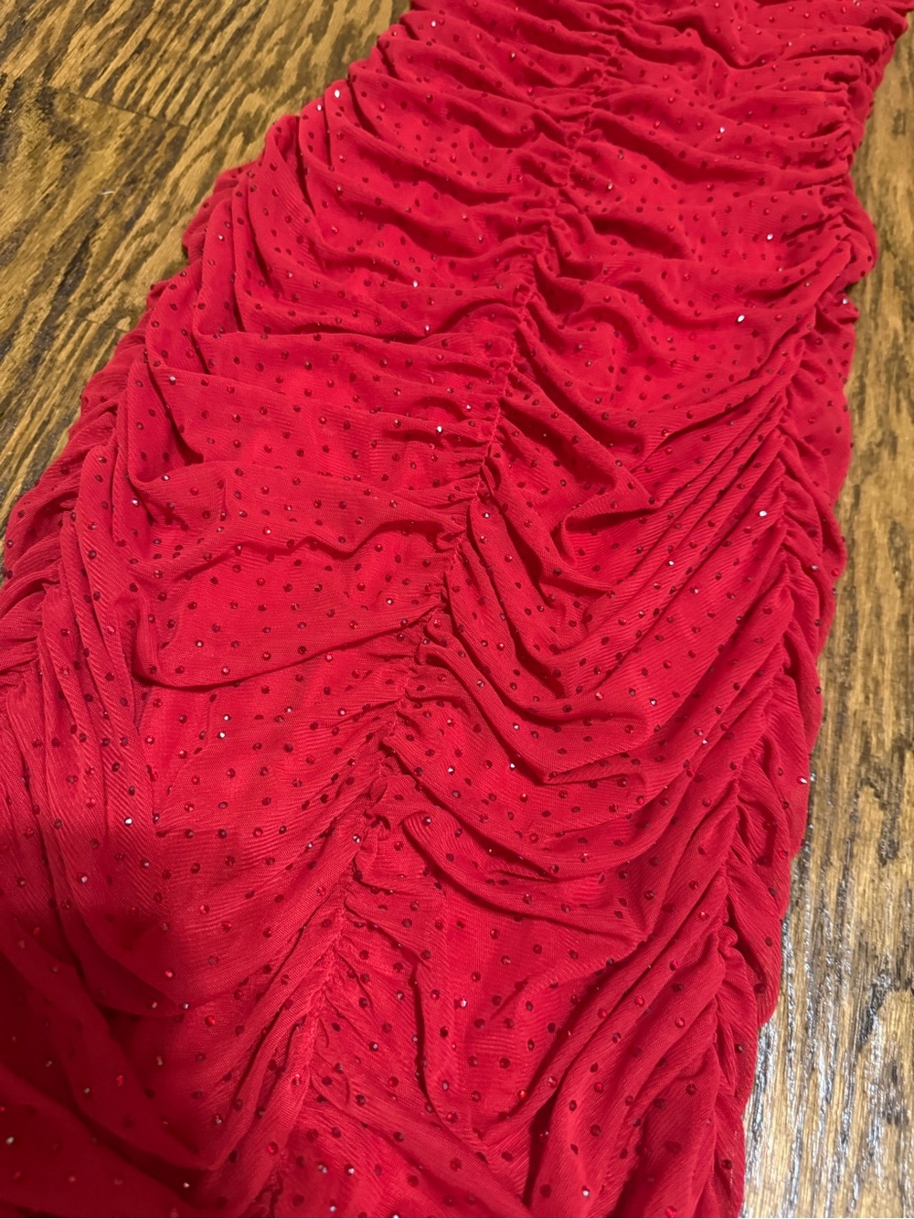Rachel Ruched Rhinestone Maxi Dress in Red - Picture 8 of 8